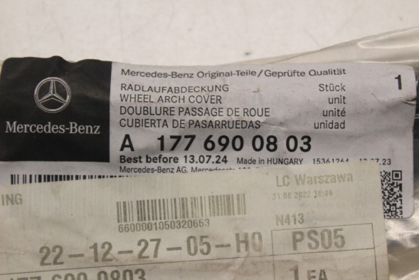 Mercedes-Benz OE OSŁONA SPOILER NADKOLA PRAWY TYŁ MERCEDES A-KLASA 177 W177 NOWA ORYGINAŁ A1776900803 ЗАХИСНА НАКЛАДКА СПОЙЛЕРА ПРАВОЇ АРКИ ЗАДНЬОГО КОЛЕСА MERCEDES A-KLASA 177 W177 НОВА ОРИГІНАЛ