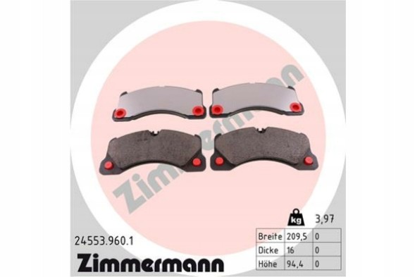 Zimmermann 24553.960.1 Zimmermann гальмівні колодки. Porsche panamera 09- передні 24553.960.1