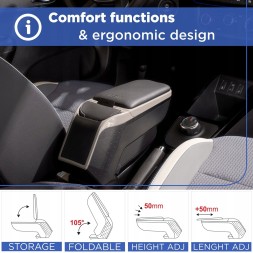 Rati V00947 Підлокітник для kia rio, 2017-2024; kia stonic, 2017- , arm2 grey-titan