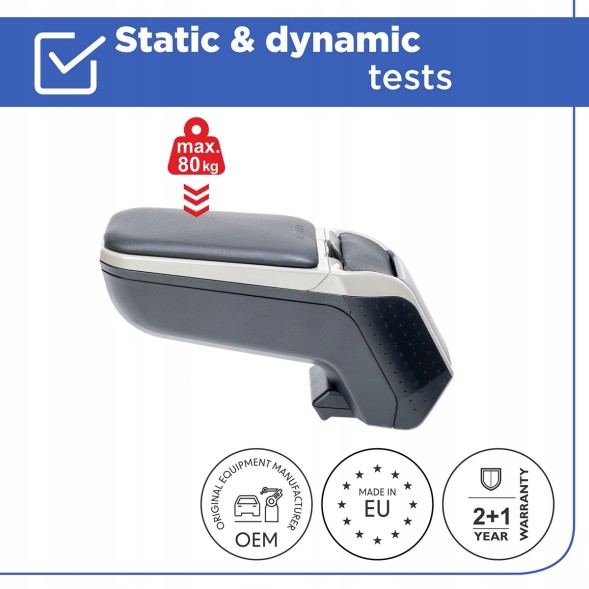 Rati V00947 Підлокітник для kia rio, 2017-2024; kia stonic, 2017- , arm2 grey-titan