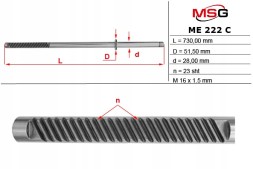 MSG ME222C Планка зубчаста рульової передачі Mercedes-Benz ML W163 98-05