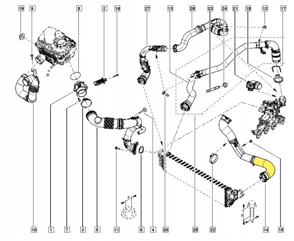 Proparts Krawczyk PP 01 0002 PRZEWÓD RURA WĄŻ INTERCOOLERA RENAULT MASTER OPEL MOVANO NISSAN NV400 2.3 DCI 144600588R 144609413R 1302315 95519367 95524209 1446300Q2M ПРОВІД ТУРБОНАГНІТАЧА RENAULT MASTER 2.3 dCi 144609413R