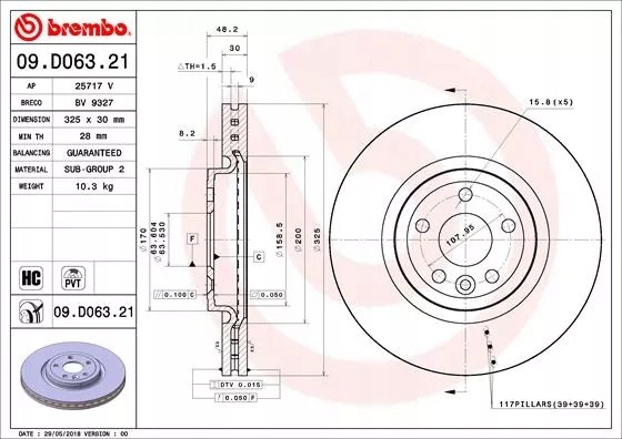 Brembo 09.D063.21 Brembo 09.D063.21 гальмівний диск (1шт)