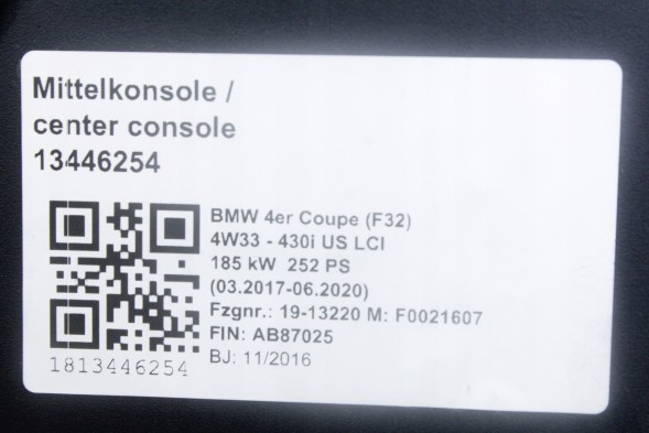 BMW OE 6817659 51166817659 ПІДЛОКІТНИК ШКІРЯНИЙ ELFENBEINWEISS СЛОНОВА КІСТКА BMW F32 F33 F36 LCI