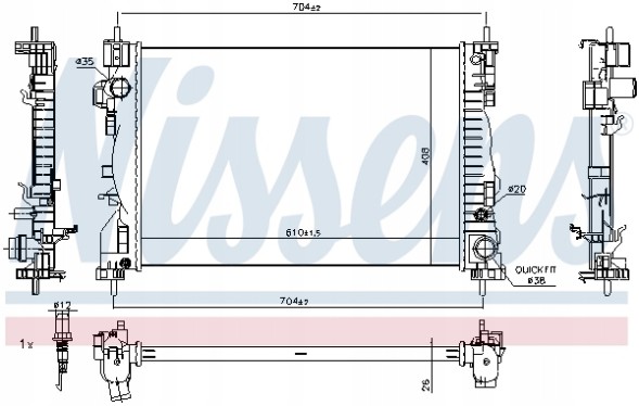 Nissens 86209595 NIS Радіатор, система охолодження двигуна nissens 60062