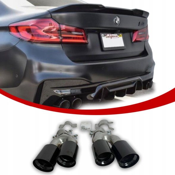100 BMW G30 G31 KOŃCÓWKI WYDECHU RURY PODWÓJNE LAKIEROWANE CZARNY POŁYSK Bmw g30 g31 наконечники вихлопу труби подвійні лаковані чорний глянець