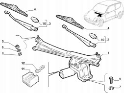 Fiat OE M1128546-MECHANIZM WYCIERACZEK FIAT SEICENTO МЕХАНІЗМ ДВІРНИКІВ FIAT SEICENTO