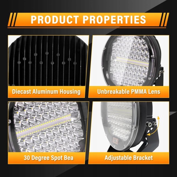 Китай YY-04-9in-2x225-B-S ЛАМПА РОБОЧА КРУГЛА LED 9 ДЮЙМОВ 225W 6000K RIGIDON 2 ШТ.