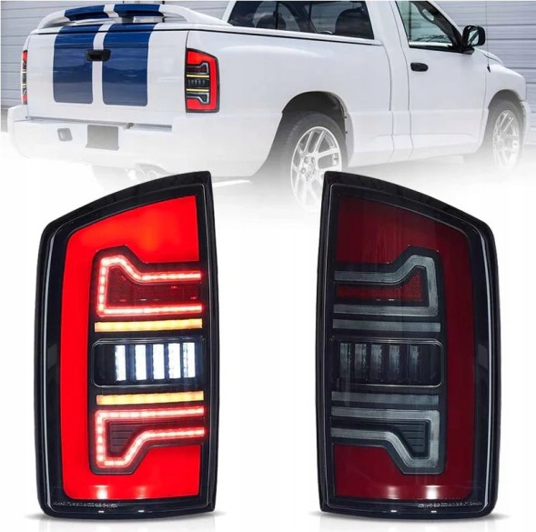 VLAND YHB-DG-8091 02-06 DYMIONE DODGE RAM 2002-2006 ЗАДНІ ЛІХТАРІ КОМПЛЕКТ LED ЄВРОПА ЖОВТИЙ ПОВОРОТНИК ДИМЧАСТІ