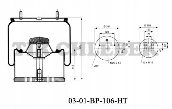 HT 03-01-BP-106-HT ПОДУШКА ПІДВІСКИ 4881 MERCEDES КОМПЛЕКТНА 4881МБ