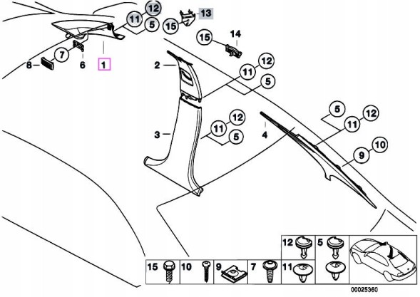 BMW OE 51438207831 Накладка передньої стійки BMW E39 ЛІВА HELLGRAU OE
