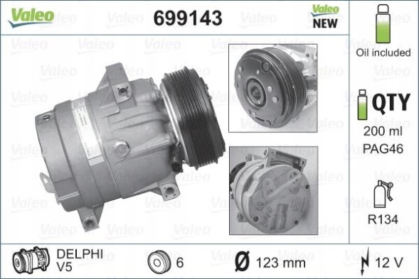 Valeo 699143 Компресор кондиціонера valeo 699143