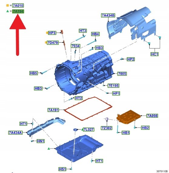 Ford OE HL3P-7A194-AE, HL3Z7A194C ПІДДОН КОРОБКИ ПЕРЕДАЧ 10R80 MUSTANG RANGER 2019- OE 2492701 _ HL3P-7A194-AE