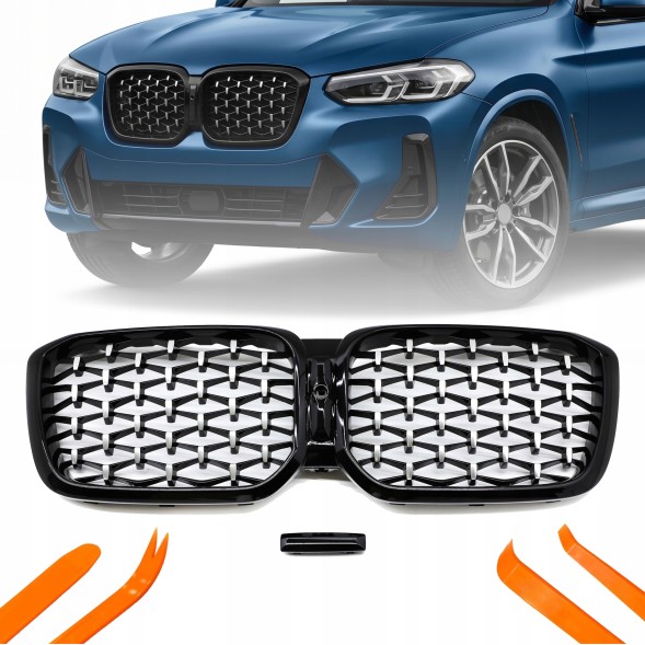 TOPGER KRG-BMW-379 X РЕШІТКА РАДІАТОРА BMW X3 G08 22-23 ЧОРНИЙ+СІБРИСТИЙ ГЛЯНЕЦЬ ДІАМАНТ