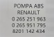 Renault OE 8201142434 RENAULT 123AUTOCZESCI НОВИЙ ОРИГІНАЛЬНИЙ НАСОС ABS RENAULT KANGOO III - 8201142434