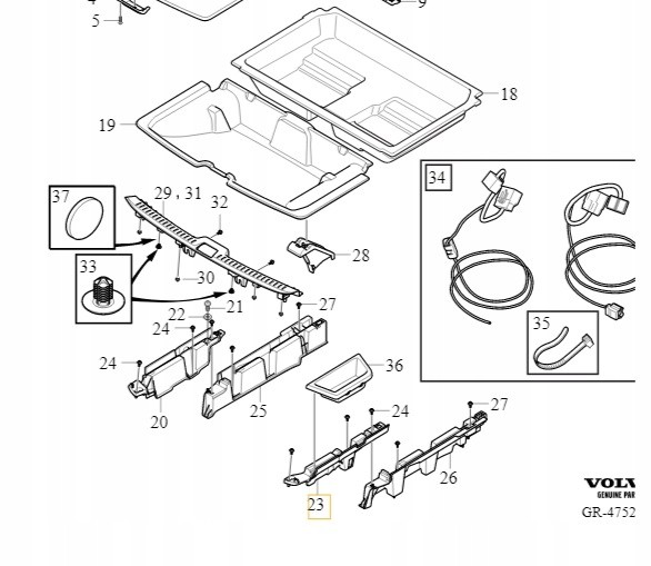 Volvo OE 32353203 VOLVO XC90 II Права опора підлоги багажника 323