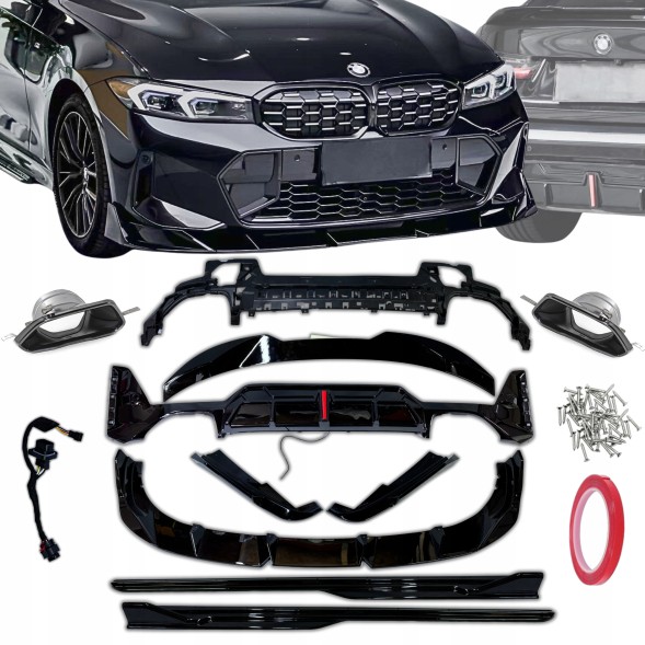 Китай Splitter, Progi, Dyfuzor, Lotka BMW G20 LCI Комплект спідниць BMW G20 LCI M Pakiet Чорний глянець Спойлер