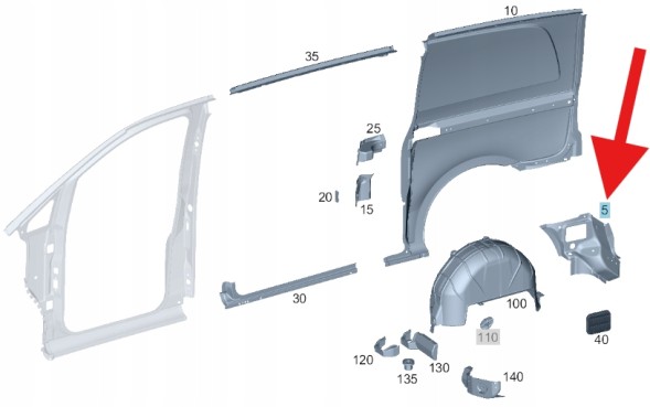 Mercedes-Benz OE ЧОХОЛ КУТОВИЙ ПРАВИЙ ЗАДНІЙ MERCEDES VITO W447 W448 OEM/OE A4476300305