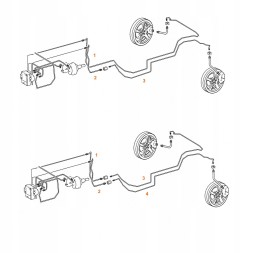 PiterParts 1102533000 Przewody hamulcowe miedziane elastyczne tył Mercedes W211 Гальмівні трубки жорсткі, задня вісь Mercedes W211, від ABS до задніх коліс PL