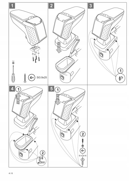 Rati V01326 Підлокітник ARM2 Fiat 500L, 2018- ,Bx