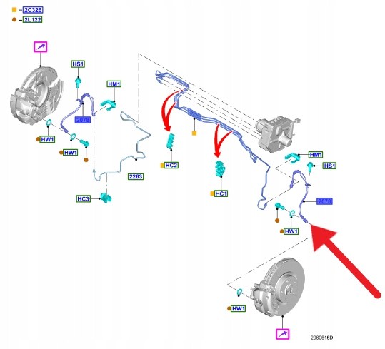 Ford OE KX61-2078-BA KX6Z2078B ШНУР ГАЛЬМІВНИЙ ПЕРЕДНІЙ L P FORD FOCUS Mk4 2022- 2650290 _ KX61-2078-BA