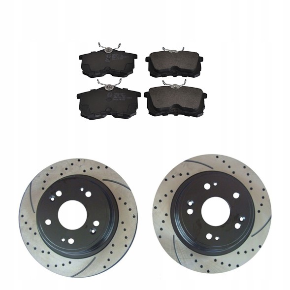 ATM Mikoda 44030s_24011 Спорт диски просвердлені, шлицеві + задні колодки honda accord vii 7 седан 02-08 рр.