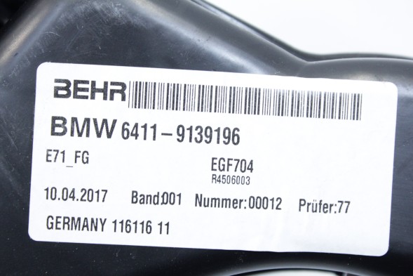 BMW OE 9139196 64119139196 МОТОРЧИК ВЕНТИЛЯТОРА ПІЧКИ ЗАДНІЙ BMW E71 X6 9139196