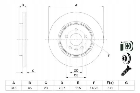 Bosch 0 986 479 F85 Гальмівний диск задній вентильований 0 986 479 f85