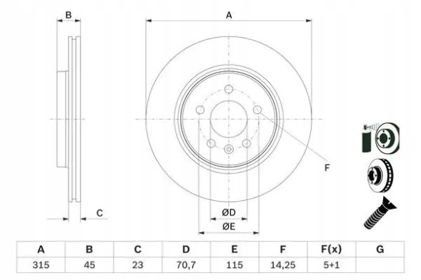 Bosch 0 986 479 F85 Гальмівний диск задній вентильований 0 986 479 f85
