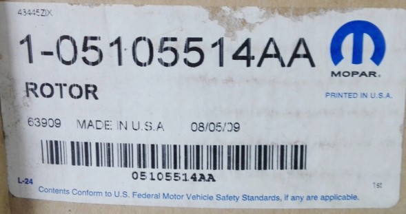 Chrysler OE 05105 514AA ГАЛЬМУВАЛЬНИЙ ДИСК CHRYSLER SEBRING JEEP COMPAS