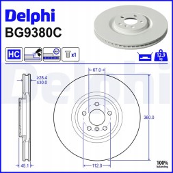 Delphi BG9380C Гальмівний диск передній правий delphi