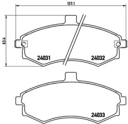 P30020 BREMBO Комплект гальмівних колодок з 4 шт дисків