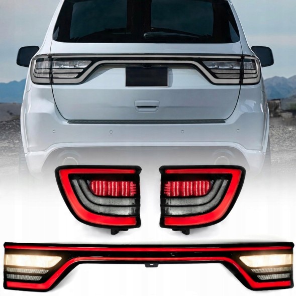 Китай DODGE DURANGO 14-25 LAMPA LEWA + PRAWA ZEWNĘTRZNA TYŁ + BLENDA KLAPY KOMPLET BIAŁE TUNING 68155950AD 68155950AE 68155950AF 68155948AC DODGE DURANGO 14-25 2X ЗАДНІ ЛІХТАРІ + НАКЛАДКА КРИШКИ БАГАЖНИКА КОМПЛЕКТ БІЛІ ТЮНІНГ
