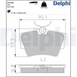 LP1745 DELPHI Комплект гальмівних колодок з 4 шт дисків