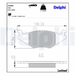 LP505 DELPHI Комплект гальмівних колодок з 4 шт дисків