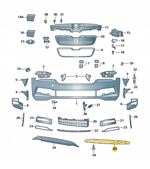 Volkswagen OE ЕЛЕМЕНТ ЗАКРИВАННЯ ПЕРЕДНЬОГО БАМПЕРА SUPERB ORIGINAL 3V0807611A