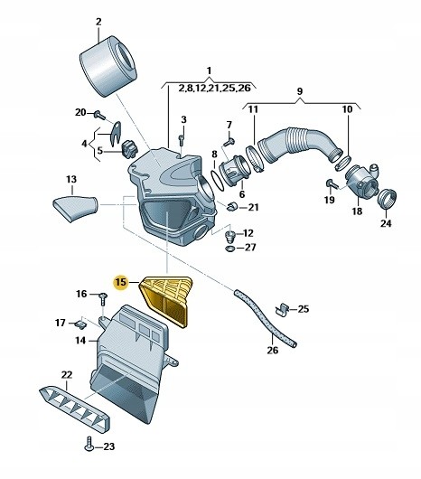 Audi OE 8R0129739 Audi oe новий повітрозабірник повітря мішок 8r0129739 a4 b8 a5 q5