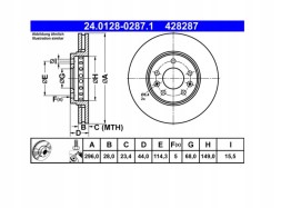 ATE 24.0128-0287.1 Гальмівний диск передній fiat nissan opel