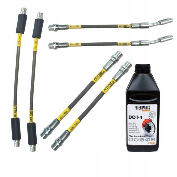 PiterParts 1015215000 Гальмівні шланги в сталевому обплетенні AUDI A4 B5 передні + задні (2003-2015)