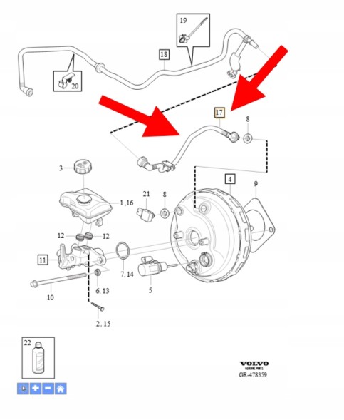 Volvo OE Шланг вакуумний B4 2.0 VOLVO XC90 XC60 OEM/OE 31362326
