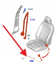 Ford OE JX7B-A61208-AE3JA6 JX7Z5861202AC ПРЯЖКА РЕМЕНЯ БЕЗПЕКИ ПРАВА ПЕРЕДНЯ FOCUS 18- 2383255 _ JX7B-A61208-AE