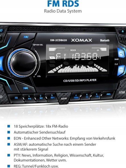 Blow АВТОМОБІЛЬНЕ РАДІО XOMAX XM-2CDB622 2 DIN BLUETOOTH USB CD ПУЛЬТ ДИСТАНЦІЙНОГО КЕРУВАННЯ