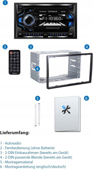 Blow АВТОМОБІЛЬНЕ РАДІО XOMAX XM-2CDB622 2 DIN BLUETOOTH USB CD ПУЛЬТ ДИСТАНЦІЙНОГО КЕРУВАННЯ