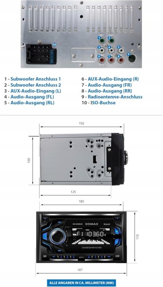 Blow АВТОМОБІЛЬНЕ РАДІО XOMAX XM-2CDB622 2 DIN BLUETOOTH USB CD ПУЛЬТ ДИСТАНЦІЙНОГО КЕРУВАННЯ