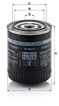 W 930 21 MANN FILTER Фільтр мастил