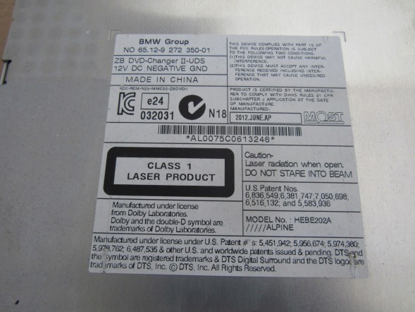 BMW OE BMW 5 F10 F11 F12 F13 CD DVD ЧЕЙНДЖЕР X6 9272350