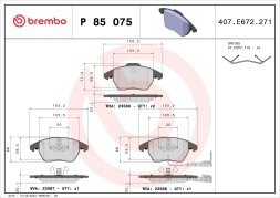 P85075 BREMBO Комплект гальмівних колодок з 4 шт дисків