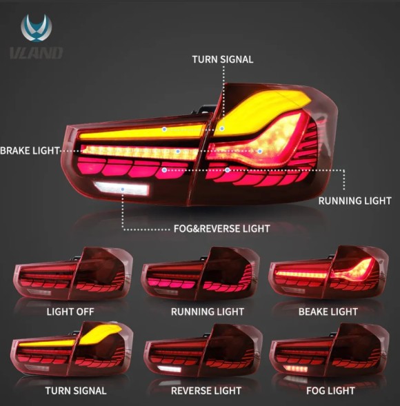 VLAND LDBMK9 20D1916E mhm Задні ліхтарі комплект Vland Full Led Neon Oled Тюнінг BMW 3 f30 2011-2018 Рестайлінг