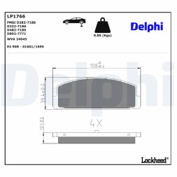 LP1766 DELPHI Комплект гальмівних колодок з 4 шт дисків