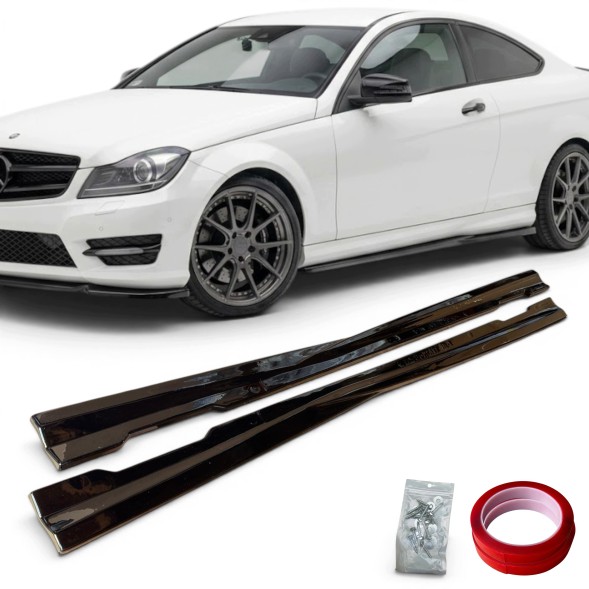 Китай Dokładki boczne Mercedes W204 C204 Накладки на пороги Mercedes W204 C204 AMG Line Чорний глянець пороги Молдинги